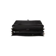Solid Antique Brass Hardware & Heavy-Duty Dual Zipper Detail on Salvatore Full-Grain Leather Briefcase