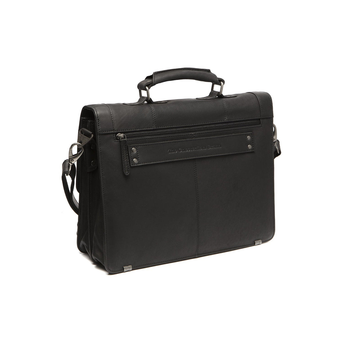 Solid Antique Brass Hardware &amp; Heavy-Duty Dual Zipper Detail on Stuttgart Full-Grain Leather Briefcase til Kvinder