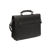 Solid Antique Brass Hardware &amp; Heavy-Duty Dual Zipper Detail on Stuttgart Full-Grain Leather Briefcase til Kvinder