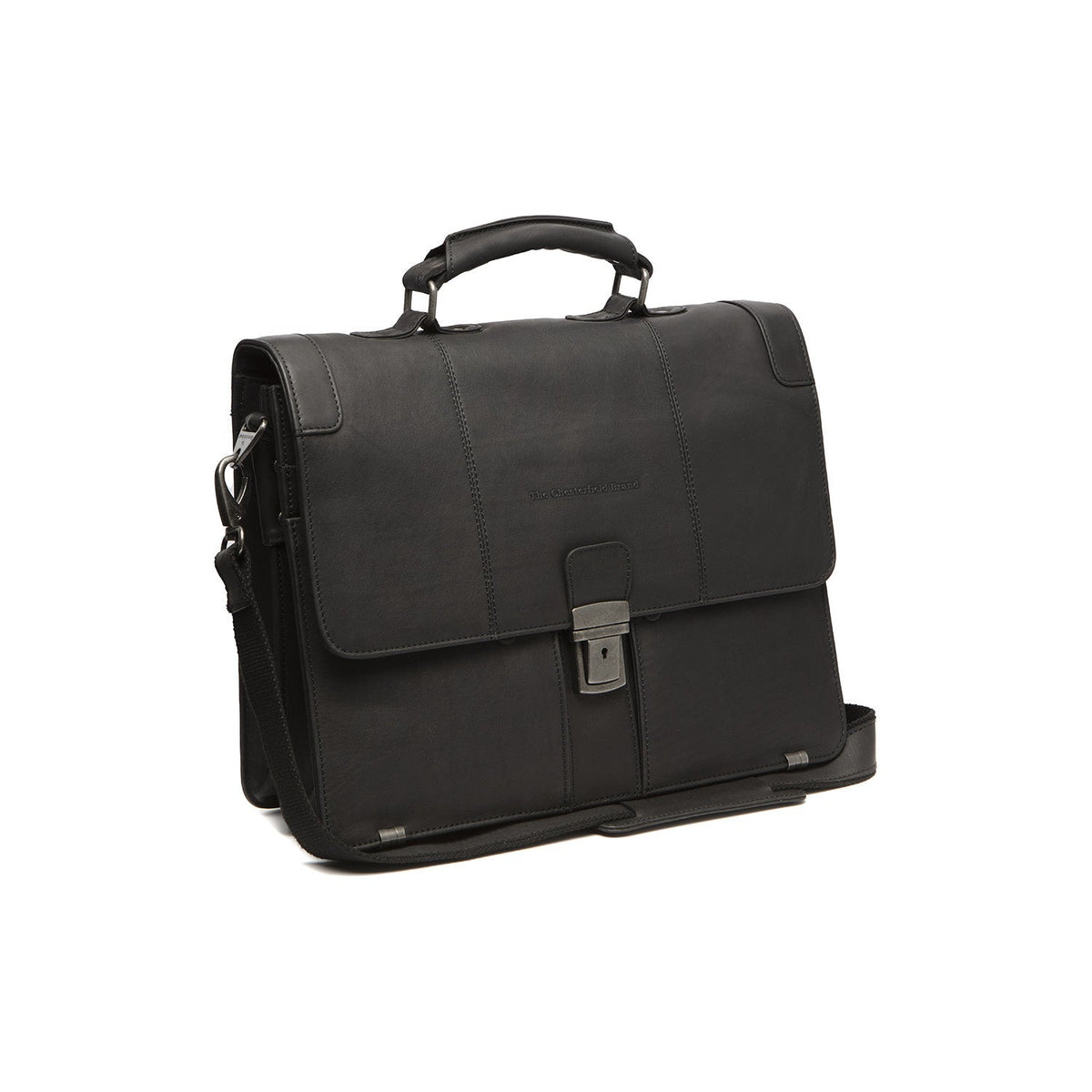 Stuttgart Full-Grain Leather Briefcase til Kvinder in Classic 100% Full-Grain Leather - Full Exterior Front Profile View | Buy Online