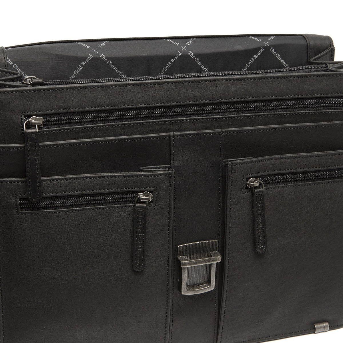 Stuttgart Full-Grain Leather Briefcase til Kvinder - Structured Side Profile Showing Gusset Depth &amp; Expansion Capacity