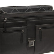 Stuttgart Full-Grain Leather Briefcase til Kvinder - Structured Side Profile Showing Gusset Depth &amp; Expansion Capacity