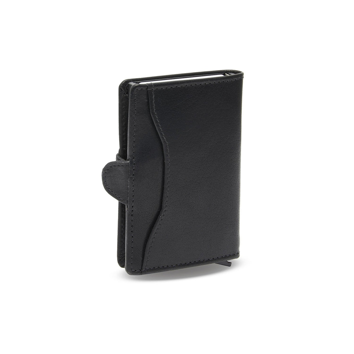 Classic 100% Full-Grain Leather Card Holder - Rear Perspective Showing Reinforced Leather Straps & Stitching
