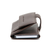Solid Antique Brass Hardware & Heavy-Duty Dual Zipper Detail on Varrano Full-Grain Leather Card Holder