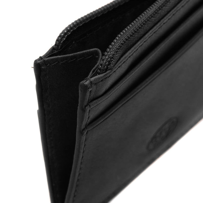 Classic 100% Full-Grain leather Wallet - Rear Perspective Showing Reinforced Leather Straps & Stitching