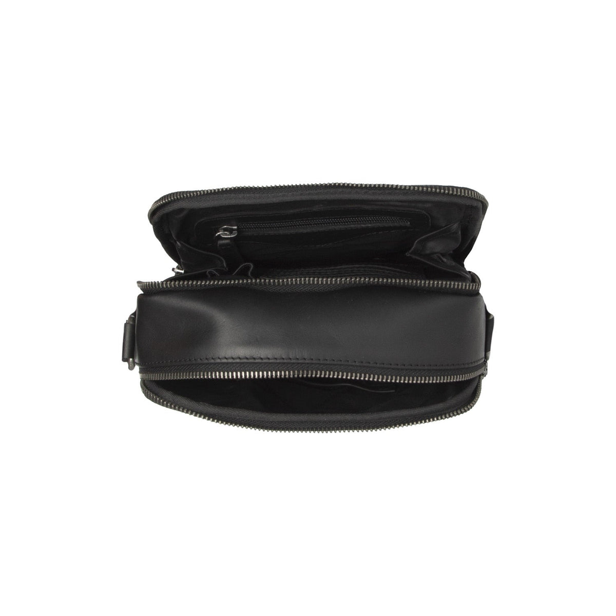 
Solid Antique Brass Hardware & Heavy-Duty Dual Zipper Detail on Arendal Crossbody taske i læder