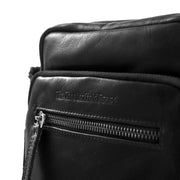 Solid Antique Brass Hardware &amp; Heavy-Duty Dual Zipper Detail on Birmingham Full-Grain Leather Crossbody Bag til Mænd