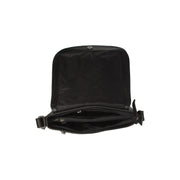 Everglades Full-Grain Leather Crossbody Bag til Kvinder - Structured Side Profile Showing Gusset Depth &amp; Expansion Capacity
