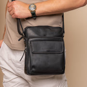 
Classic 100% Full-Grain leather Bag - Bagfra med forstærkede læderremme og syninger