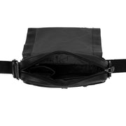 Remy Full-Grain Leather Crossbody Bag til Mænd - Structured Side Profile Showing Gusset Depth &amp; Expansion Capacity