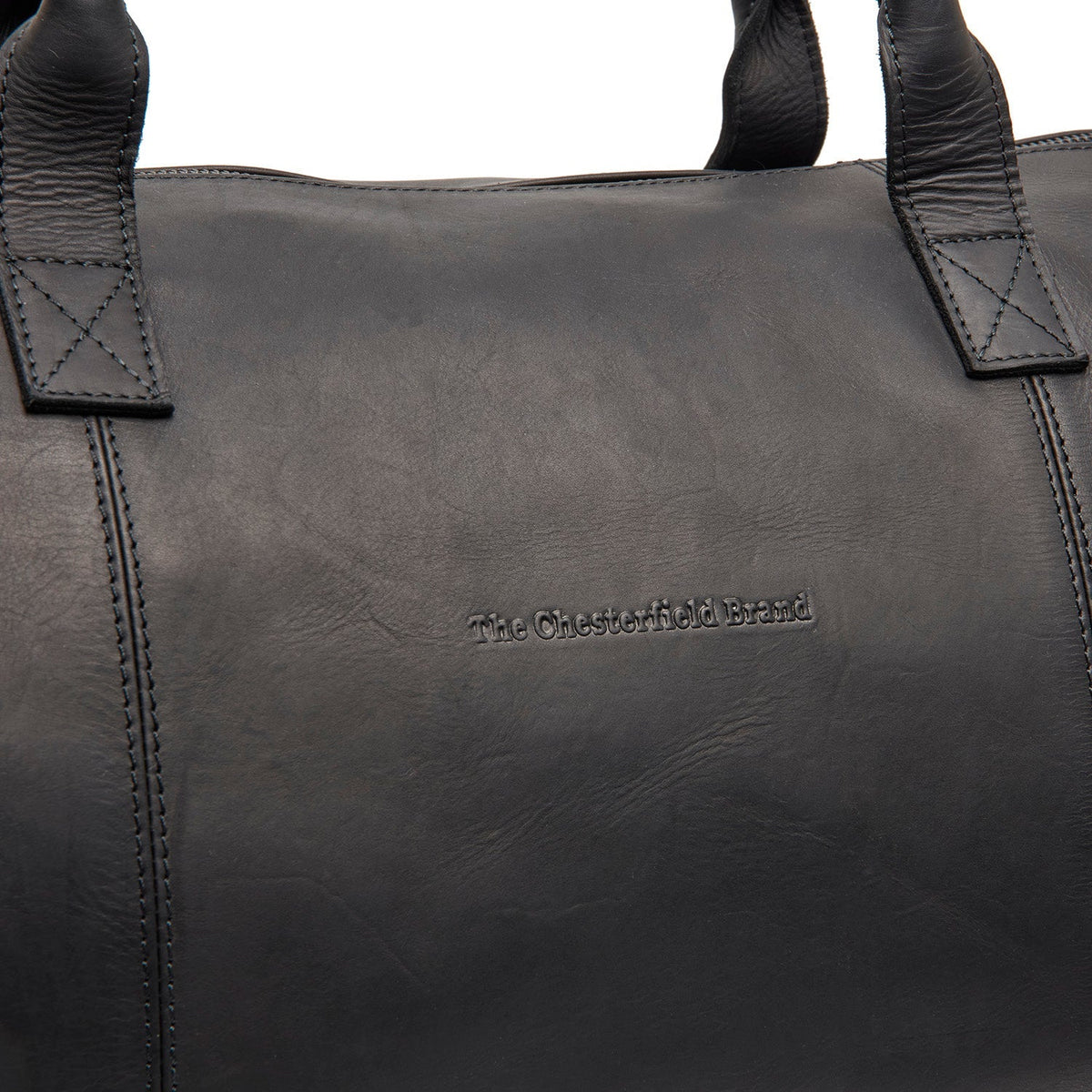 Close-Up Detail of Classic Collar &amp; Heavy-Duty Zipper Hardware on Leather Garment Bag Finlay til Kvinder