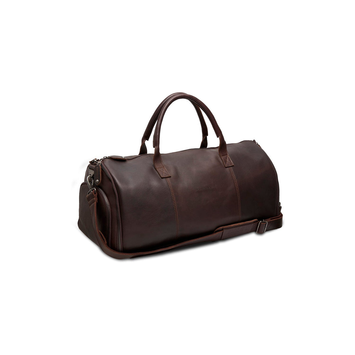 Styled Fit Perspective of Leather Garment Bag Finlay til Kvinder on Model - Natural Daylight Drape