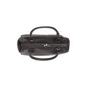 Close-Up Detail of Classic Collar &amp; Heavy-Duty Zipper Hardware on Dorin Full-Grain Leather Handbag til Kvinder