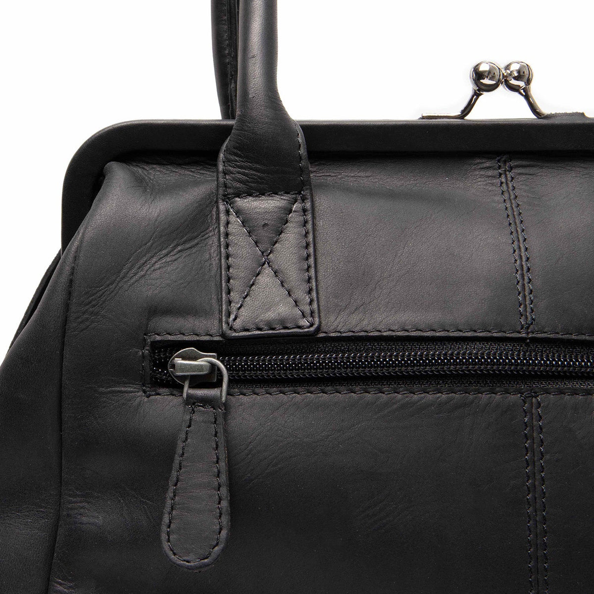 Dorin Full-Grain Leather Handbag til Kvinder - Lateral Side Profile View Showing Sleeve Cut &amp; Athletic Taper Fit
