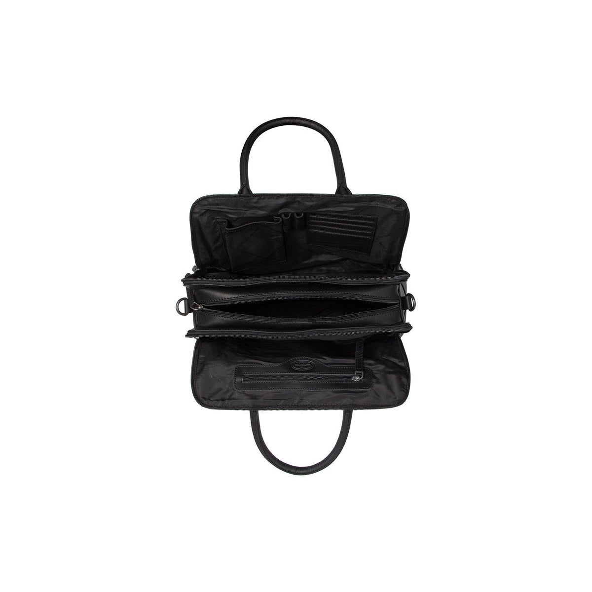 Close-Up Detail of Classic Collar &amp; Heavy-Duty Zipper Hardware on Layton Full-Grain Leather Handbag til Kvinder