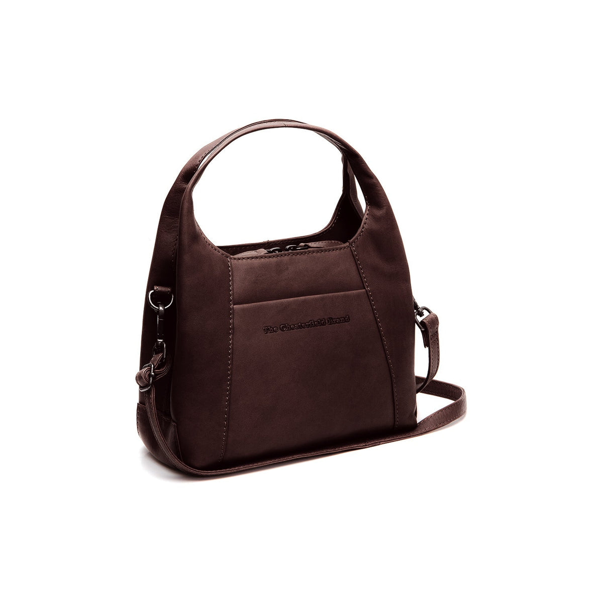 Tailored Rib Cuffs &amp; Hem Craftsmanship Construction Detail on Lunera Full-Grain Leather Handbag til Kvinder