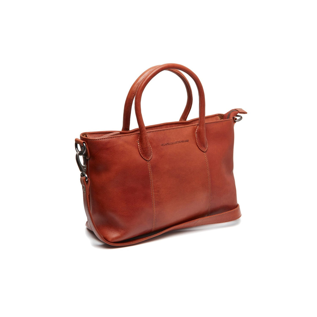 Tailored Rib Cuffs &amp; Hem Craftsmanship Construction Detail on Pergamino Full-Grain Leather Handbag til Kvinder