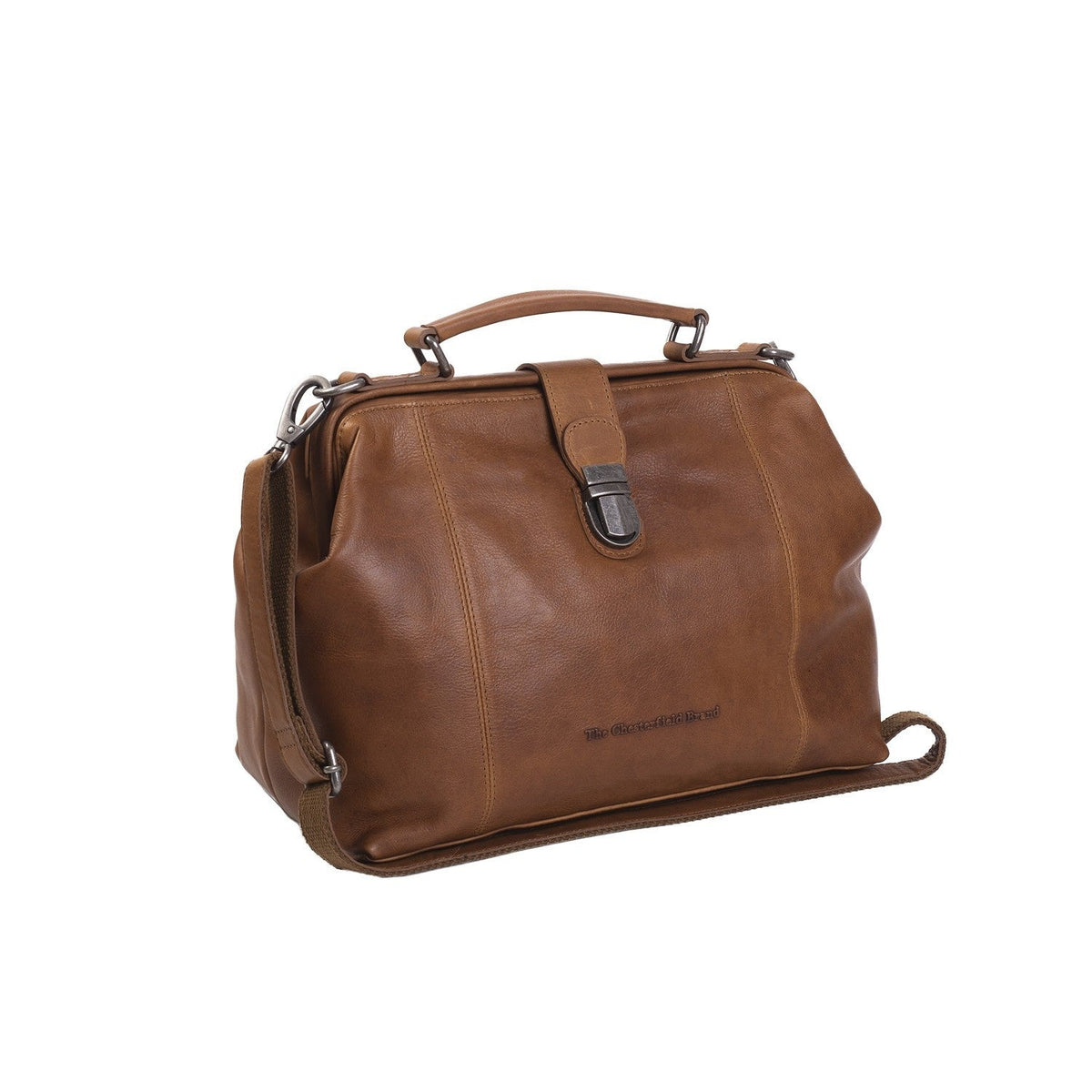 Tailored Rib Cuffs &amp; Hem Craftsmanship Construction Detail on Shaun Full-Grain Leather Handbag til Kvinder