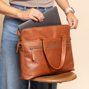 Elvas Full-Grain Leather Laptop Bag til Kvinder – alternate product view 2