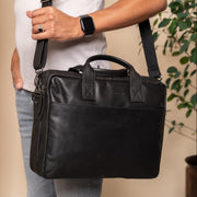
Classic 100% Full-Grain leather Briefcase - Bagfra med forstærkede læderremme og syninger