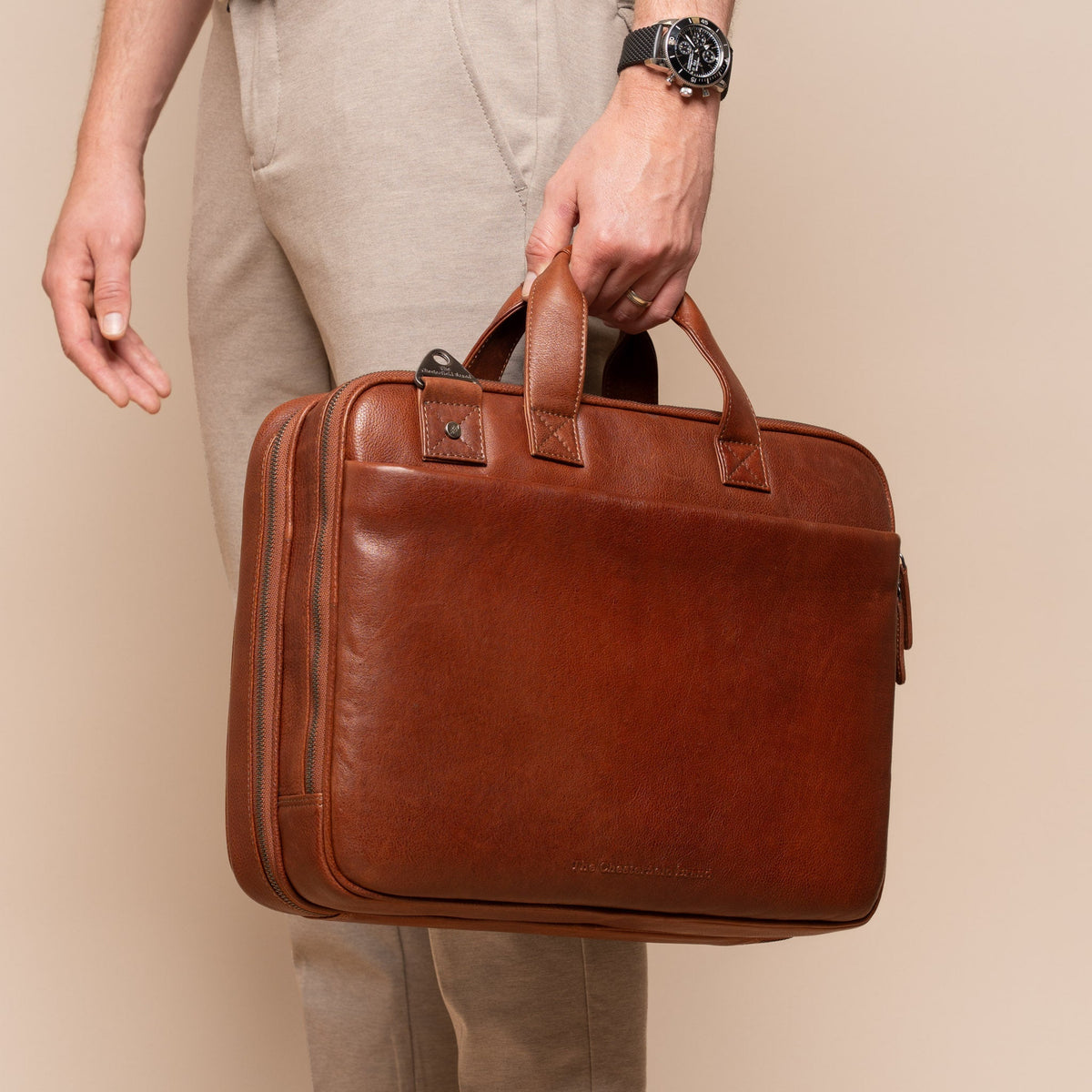 Iseo Full-Grain Leather Laptop Bag til Mænd – alternate product view 3