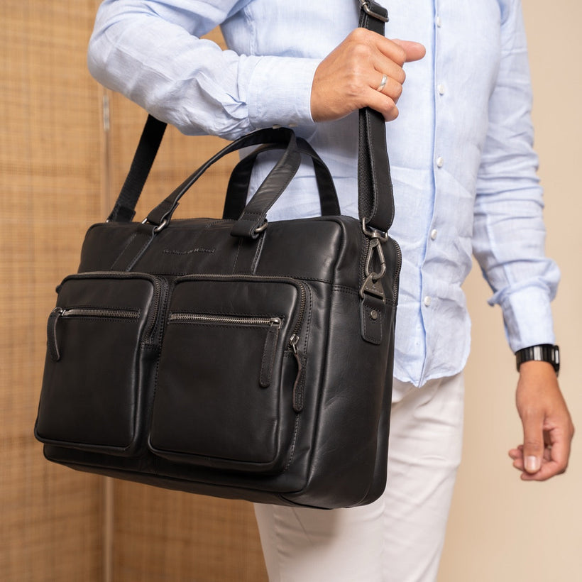 Misha Full-Grain Leather Laptop Bag til Kvinder