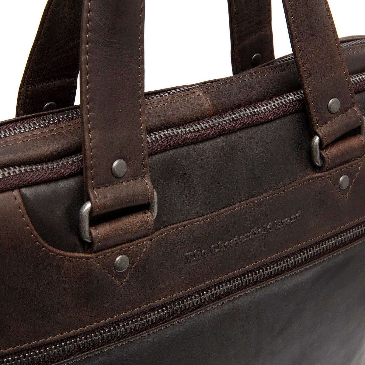 Brown Leather Laptop Bag Montara, detail view 3