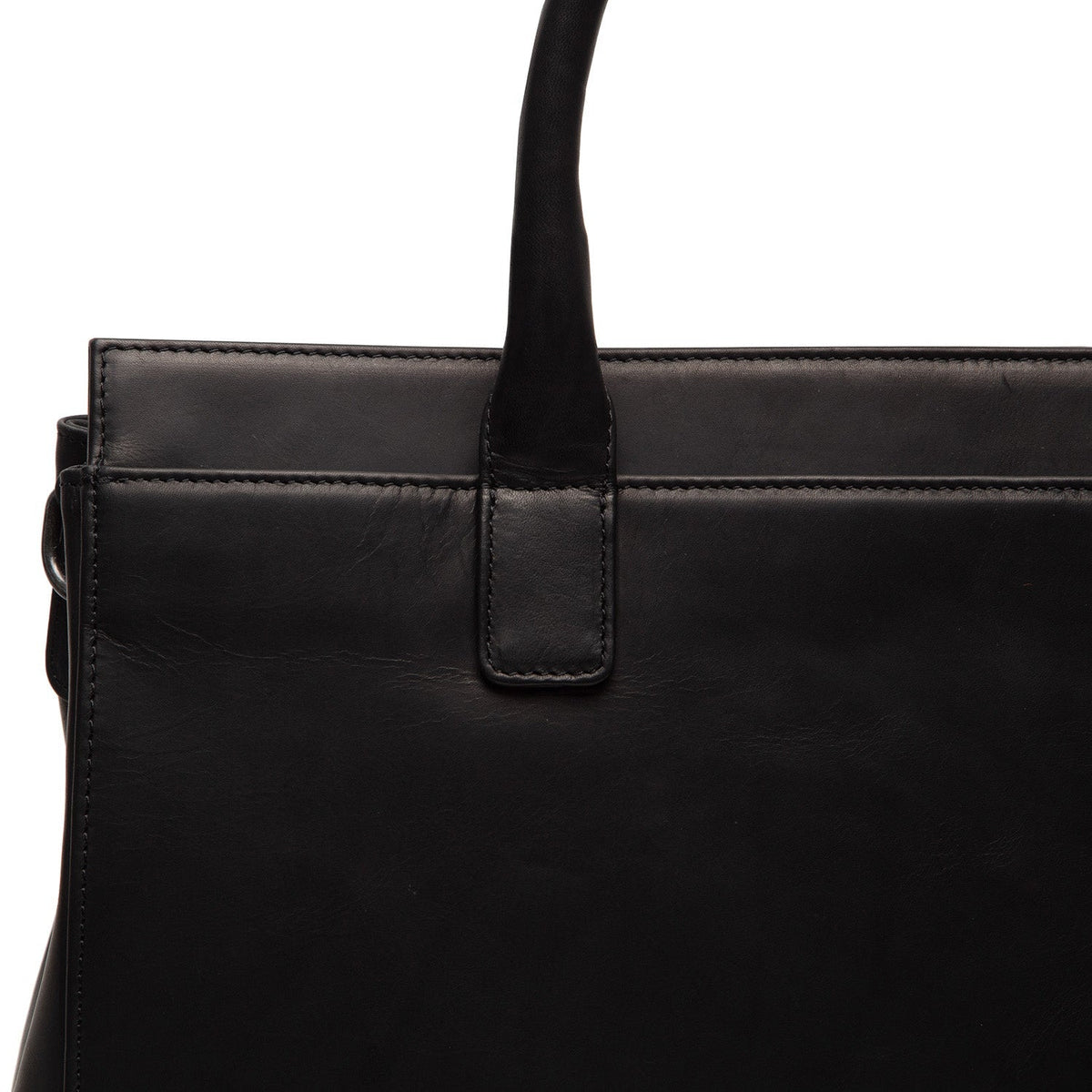 Solid Antique Brass Hardware &amp; Heavy-Duty Dual Zipper Detail on Rivera Full-Grain Leather Laptop Bag til Kvinder