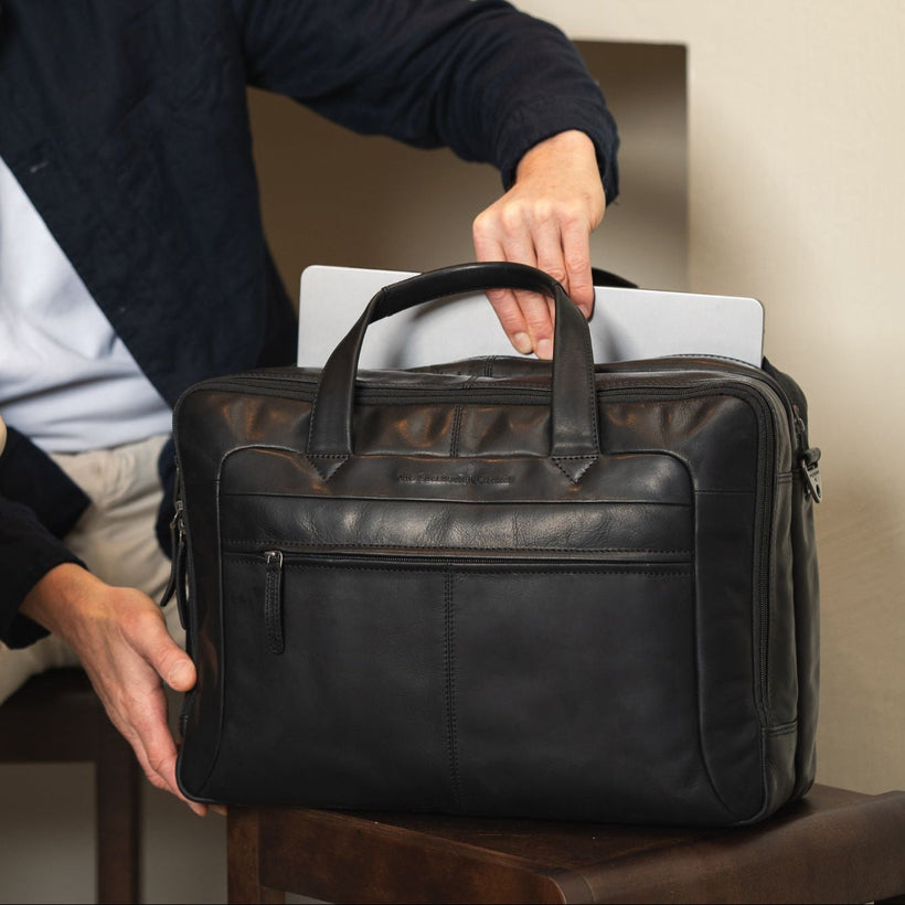 Ryan Full-Grain Leather Laptop Bag til Mænd