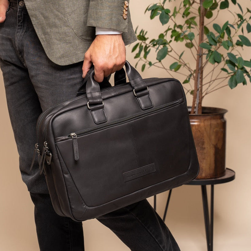 Seth Full-Grain Leather Laptop Bag til Mænd