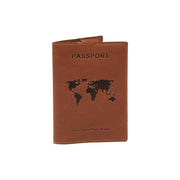 Cognac Leather Passport Case til Kvinder, front view