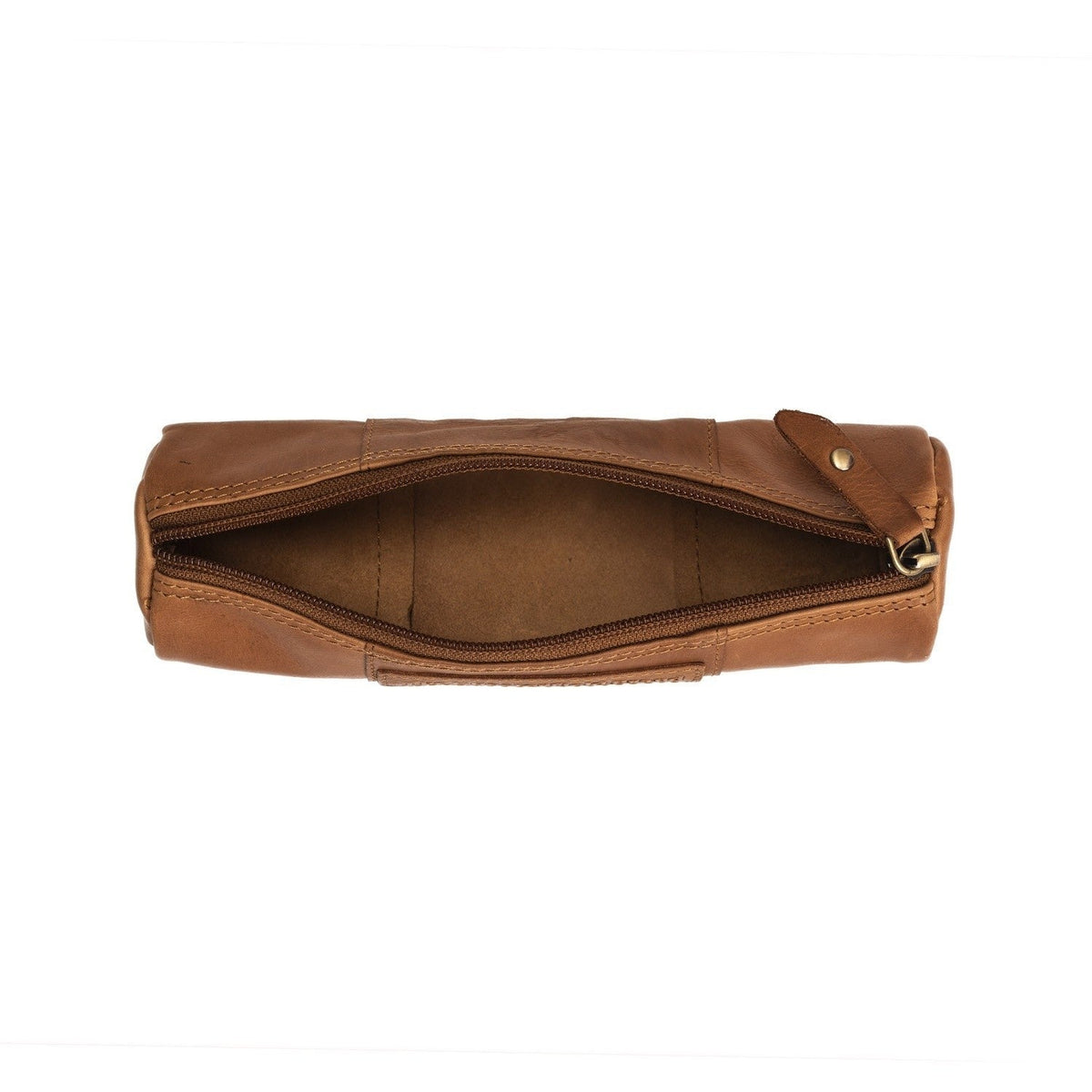Cognac Leather Pencil Case Lea til Kvinder, detail view 1