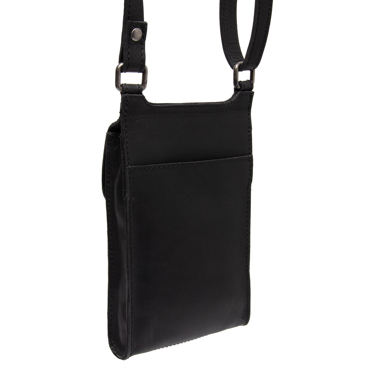 Tailored Rib Cuffs &amp; Hem Craftsmanship Construction Detail on Nebra Full-Grain Leather Phone Bag til Kvinder