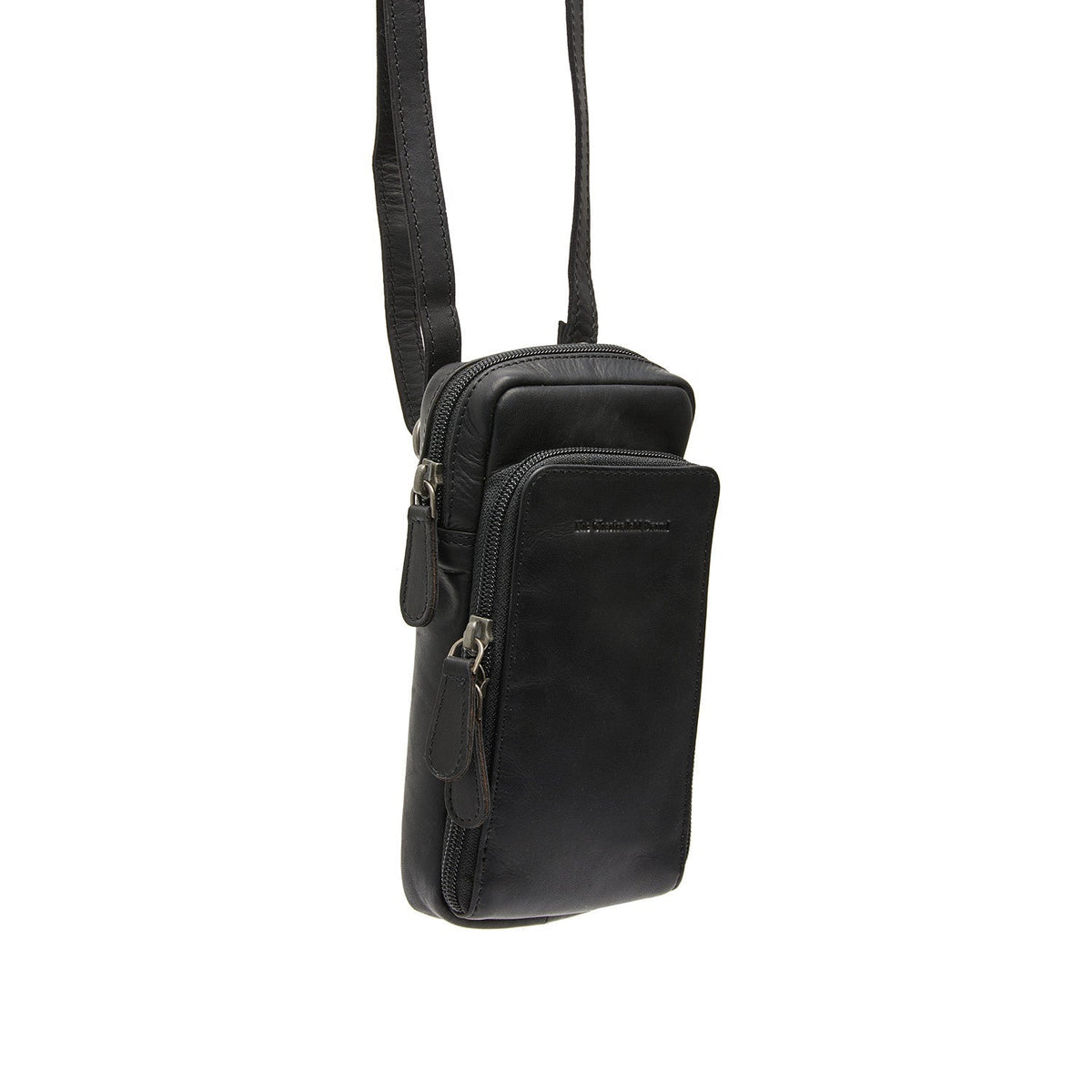 Valdes Full-Grain Leather Phone Bag i klassisk 100% kernelæder - Forfra med skræddersyet silhuet | Køb online