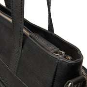 Alicante Full-Grain Leather Shopper til Kvinder - Structured Side Profile Showing Gusset Depth &amp; Expansion Capacity
