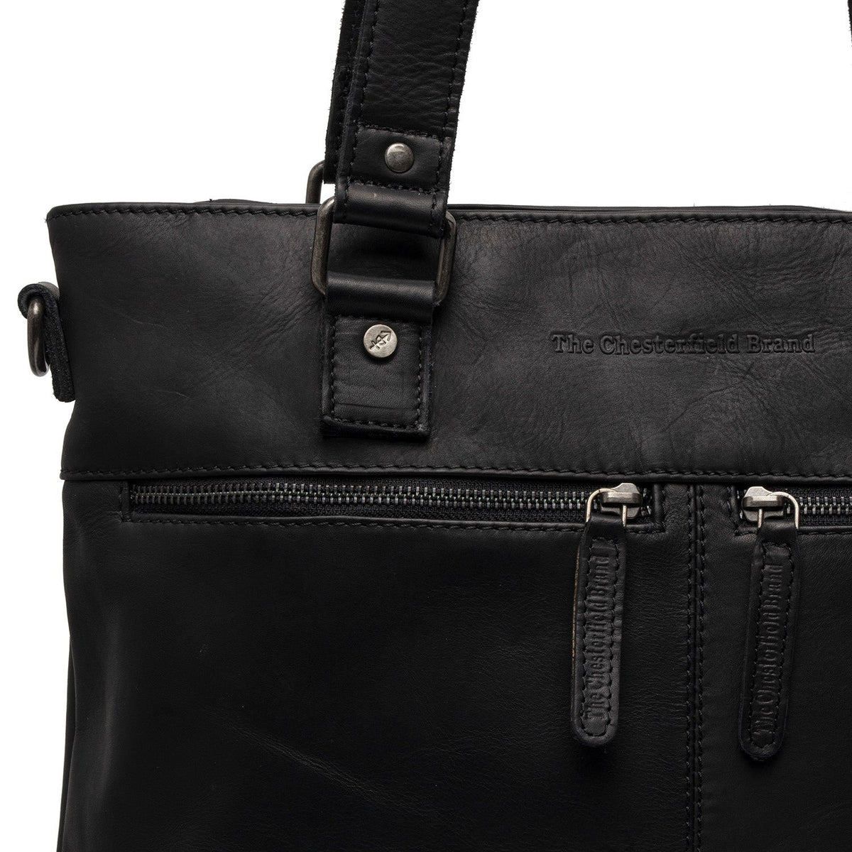 Solid Antique Brass Hardware &amp; Heavy-Duty Dual Zipper Detail on Rome Full-Grain Leather Shopper til Kvinder