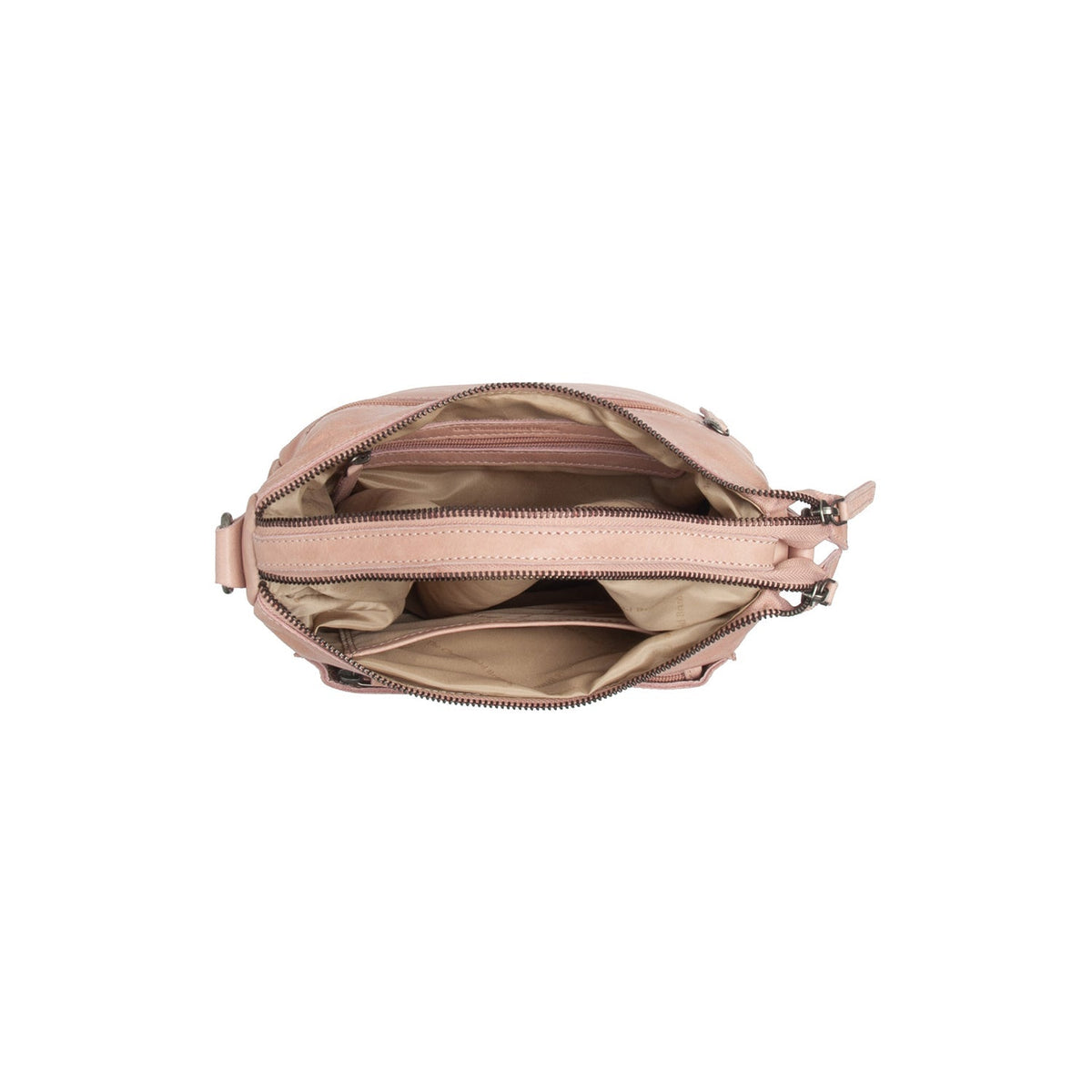 Solid Antique Brass Hardware &amp; Heavy-Duty Dual Zipper Detail on Caroline Full-Grain Leather Shoulder Bag til Kvinder