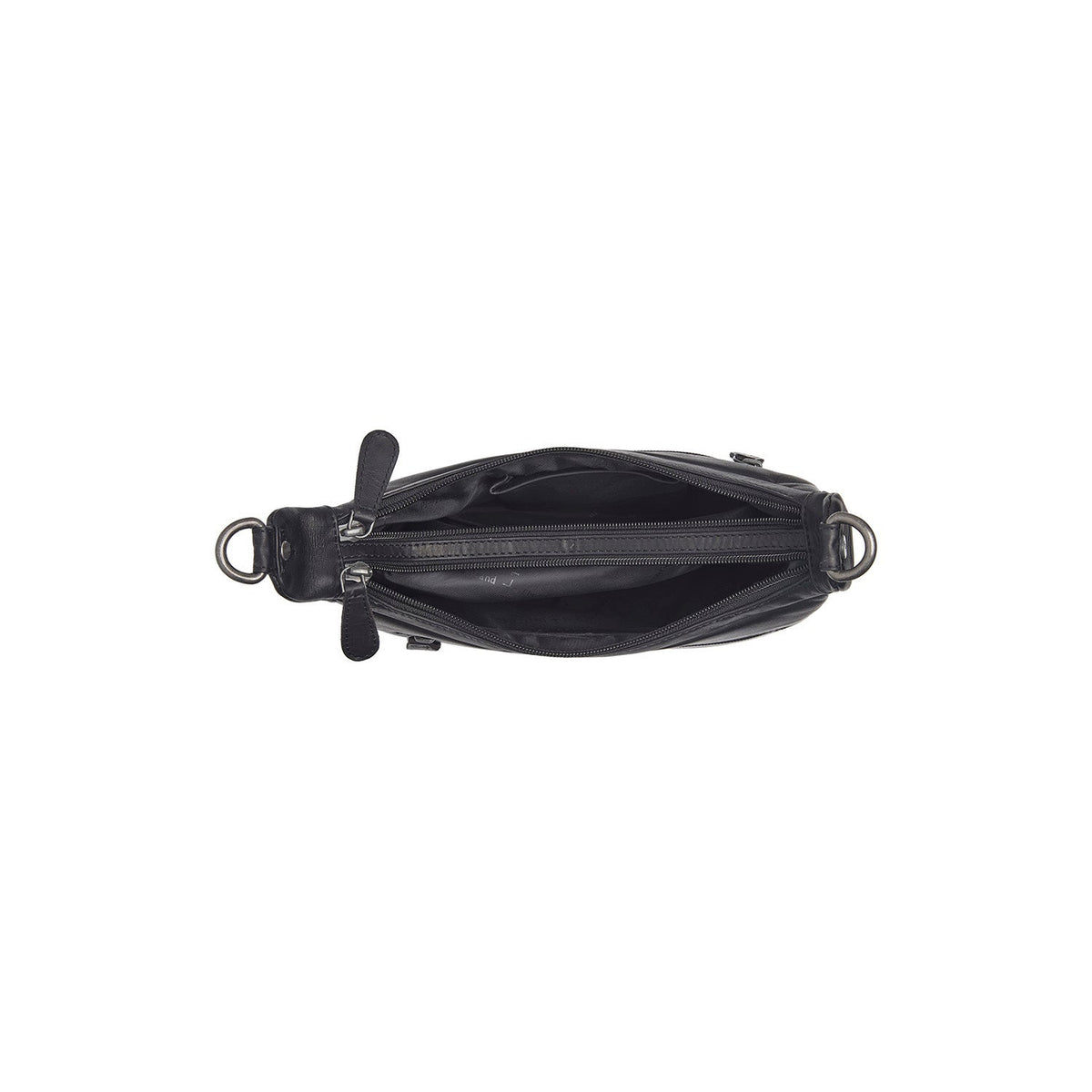 Solid Antique Brass Hardware &amp; Heavy-Duty Dual Zipper Detail on Mirave Full-Grain Leather Shoulder Bag til Kvinder