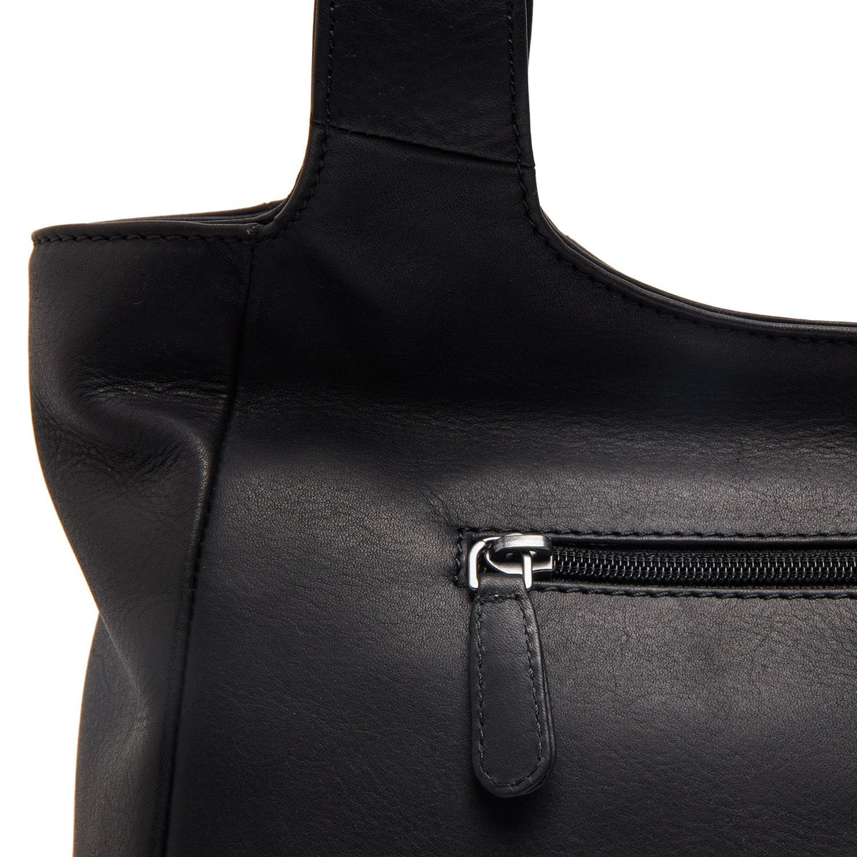 Tofino Full-Grain Leather Shoulder Bag til Kvinder - Structured Side Profile Showing Gusset Depth &amp; Expansion Capacity