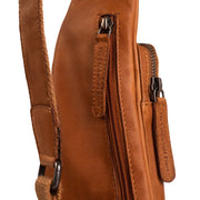 Cognac Leather Sling Bag Logan til Kvinder, detail view 3