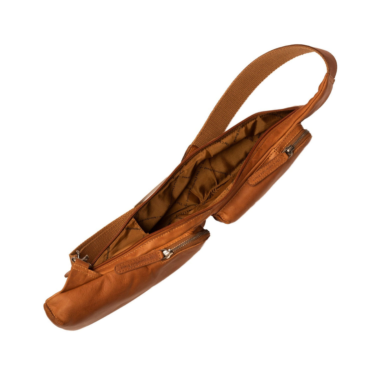 Cognac Leather Sling Bag Logan til Kvinder, detail view 5