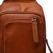 Cognac Leather Sling Bag Riga til Kvinder, detail view 3
