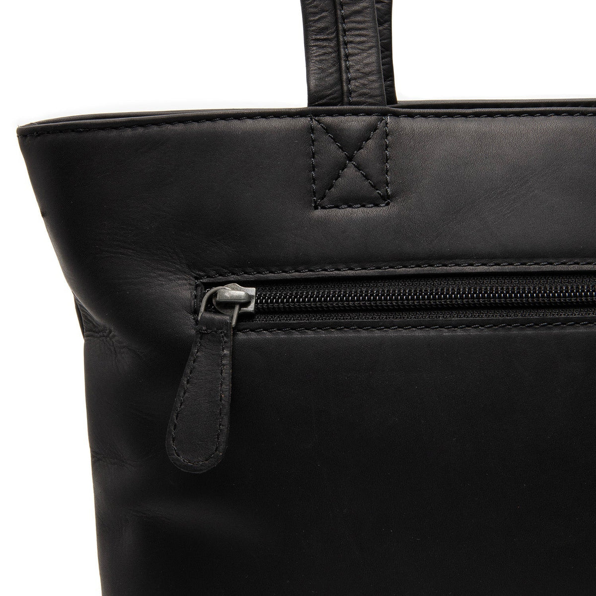 Alveron Full-Grain Leather Tote Bag til Kvinder - Structured Side Profile Showing Gusset Depth &amp; Expansion Capacity