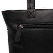 Alveron Full-Grain Leather Tote Bag til Kvinder - Structured Side Profile Showing Gusset Depth &amp; Expansion Capacity