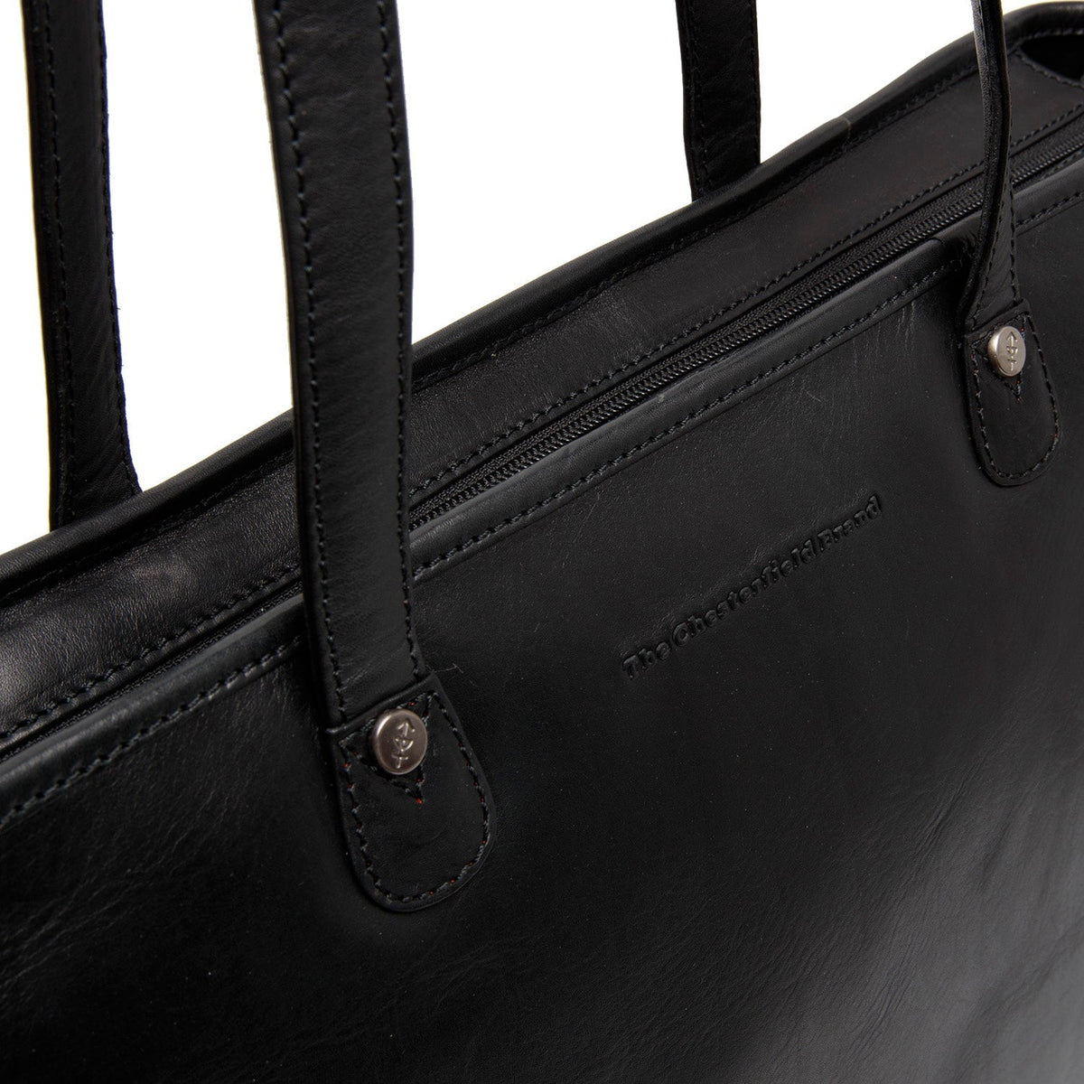 Astano Full-Grain Leather Tote Bag til Kvinder - Structured Side Profile Showing Gusset Depth &amp; Expansion Capacity