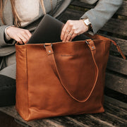 Berlin Full-Grain Leather Tote Bag til Kvinder – alternate product view 2