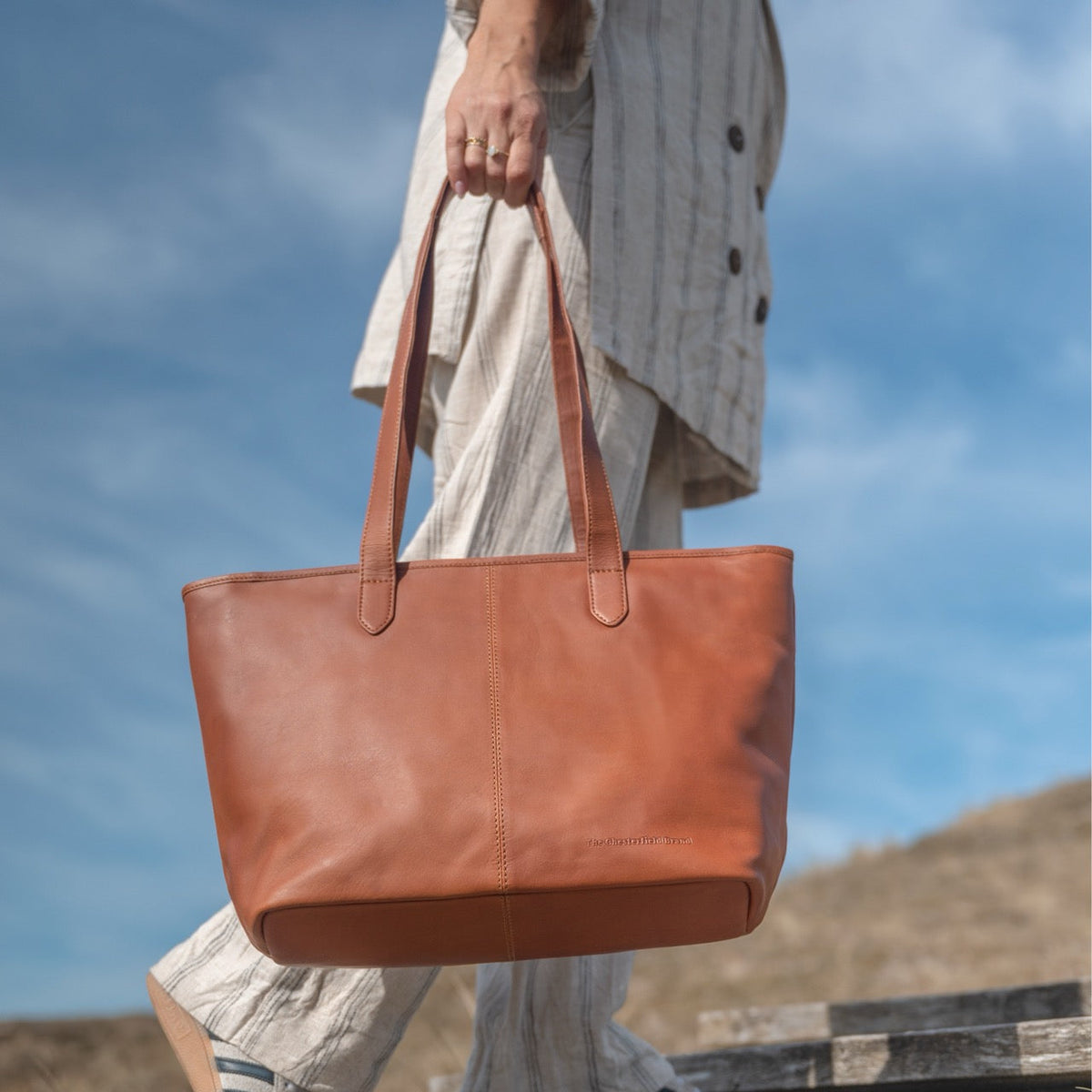 Monza Full-Grain Leather Tote Bag til Kvinder – alternate product view 2