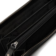 Solid Antique Brass Hardware &amp; Heavy-Duty Dual Zipper Detail on Cantara Full-Grain Leather Wallet til Kvinder