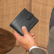 Classic 100% Full-Grain leather Wallet - Rear Perspective Showing Reinforced Leather Straps &amp; Stitching