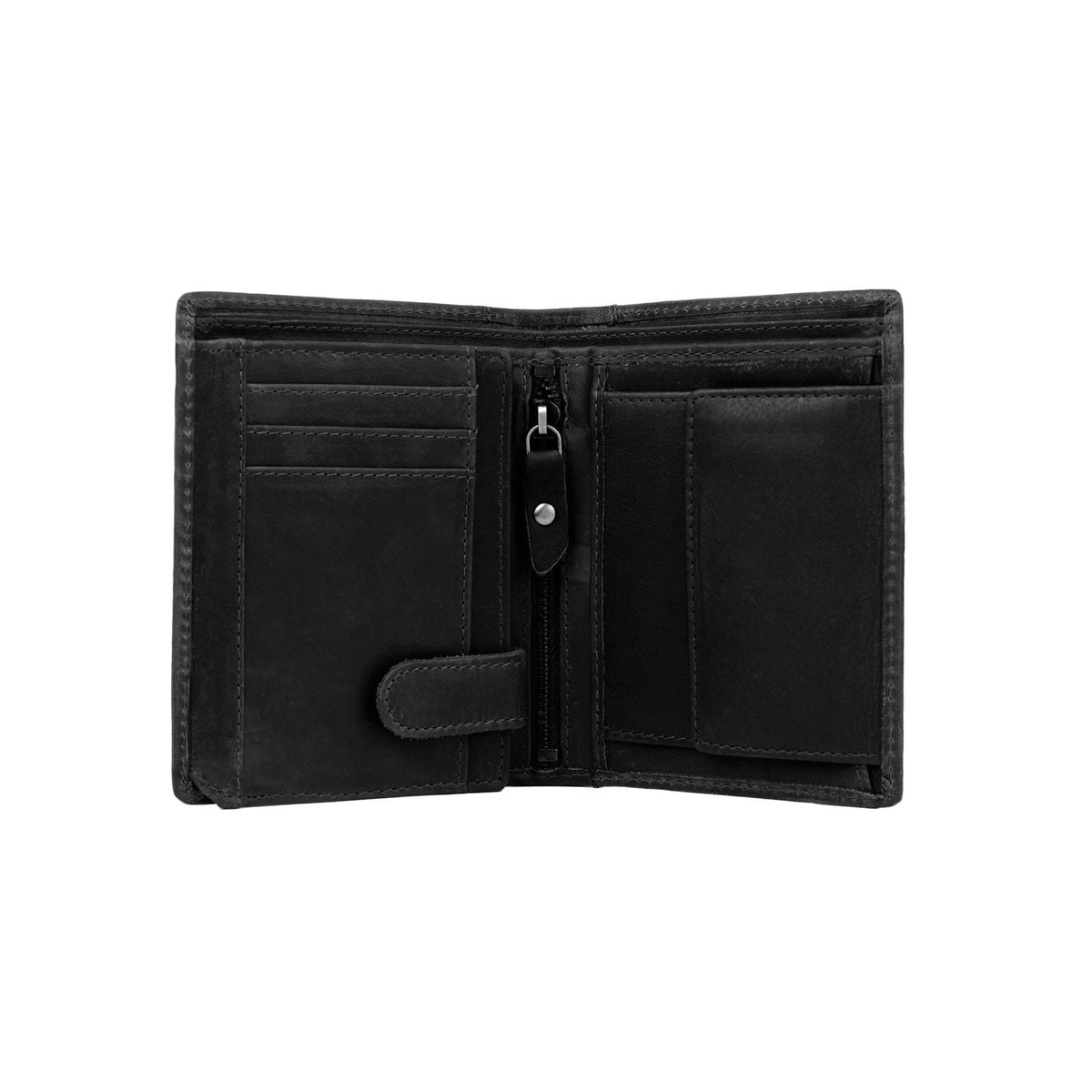 Ethel Full-Grain Leather Wallet til Kvinder - Structured Side Profile Showing Gusset Depth &amp; Expansion Capacity
